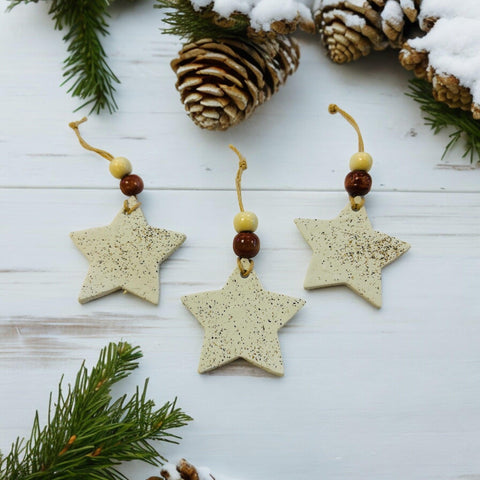 Star Christmas Ornament Handmade from Clay & Nova Scotia Beach Sand - Sassy Sacha Jewelry