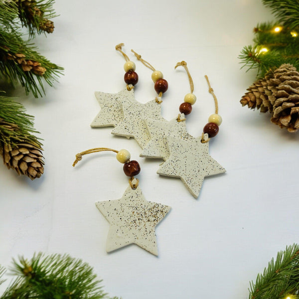 Star Christmas Ornament Handmade from Clay & Nova Scotia Beach Sand - Sassy Sacha Jewelry