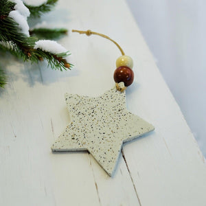 Star Christmas Ornament Handmade from Clay & Nova Scotia Beach Sand - Sassy Sacha Jewelry