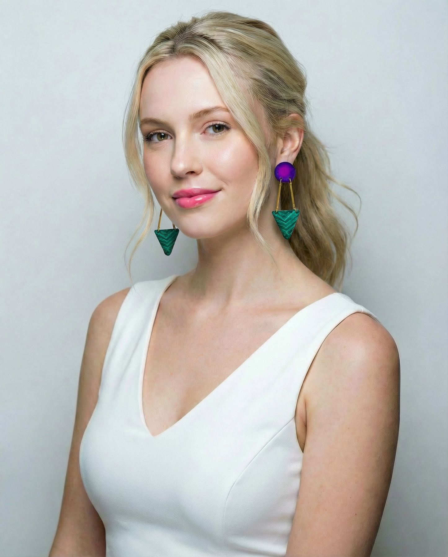 Geometric Statement Earrings Post or Clip On Handmade from Polymer Clay