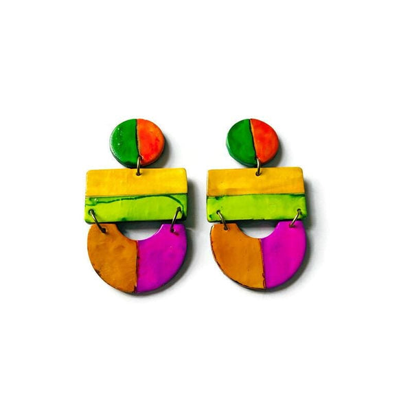 Vibrant Clip On Earrings with Stripes