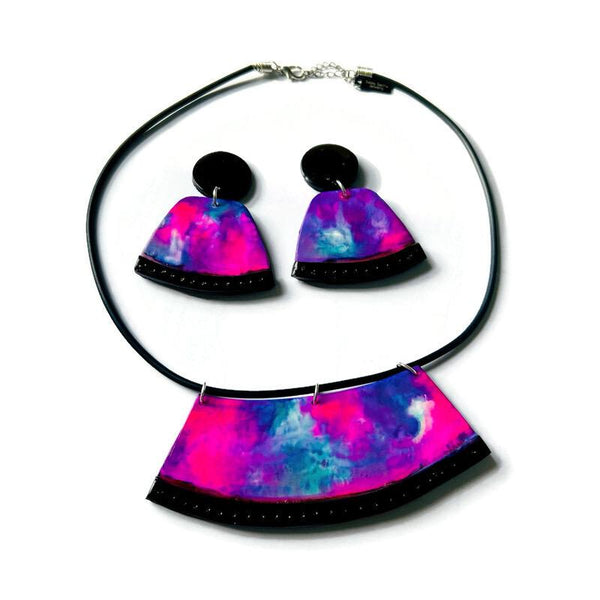 Vibrant Clip On Earrings Handmade & Painted