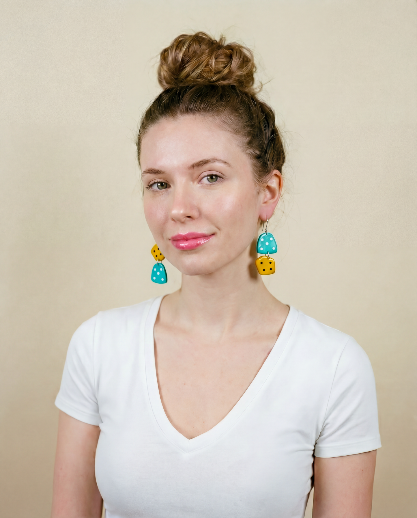 Turquoise & Yellow Mismatched Dangle Earrings