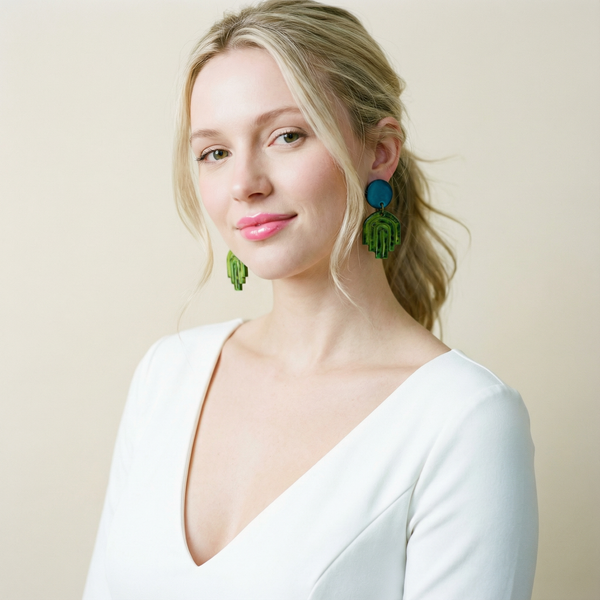 Small Art Deco Earrings Post or Clip Ons