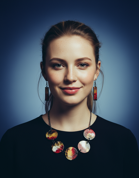 Earth Tone Beaded Necklace with Short Adjustable Chain