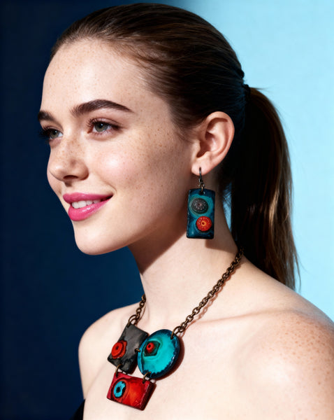 Modern Sculptural Necklace Handmade from Clay & Painted