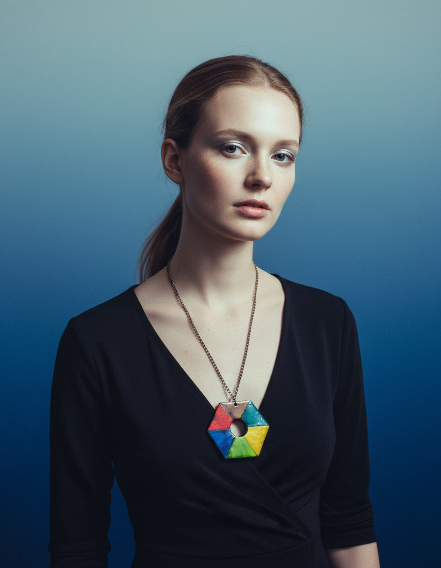 Large Hexagon Pendant Necklace Handmade