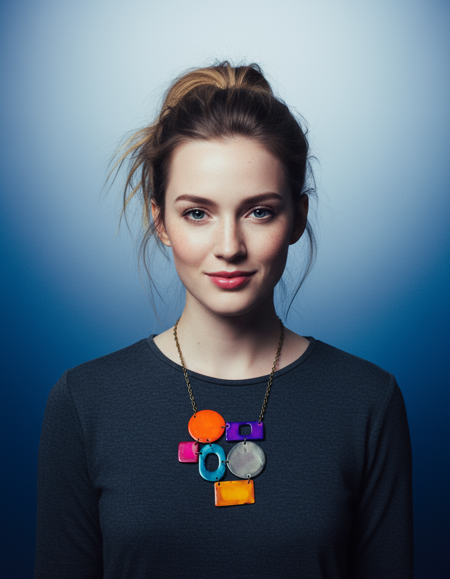 Colorful Geometric Statement Necklace, Handmade Polymer Clay