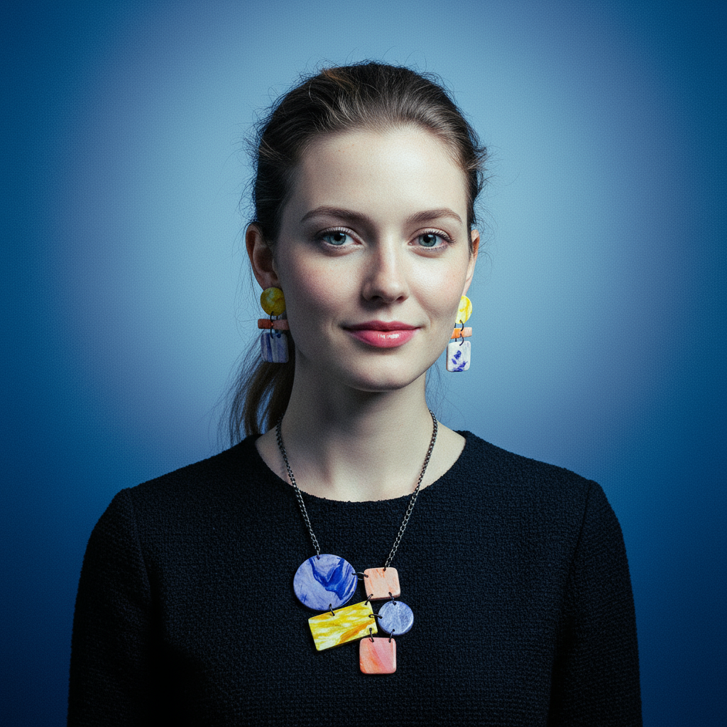 Geometric Statement Necklace with Pastel Aesthetic