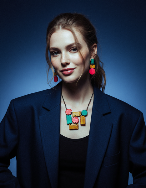 Long Pastel Earrings in Turquoise Yellow Pink- "Dani"