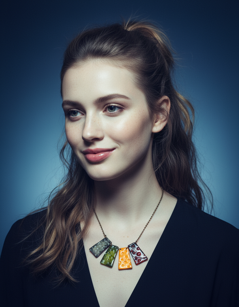 Multicoloured Bib Necklace with Fringe Style