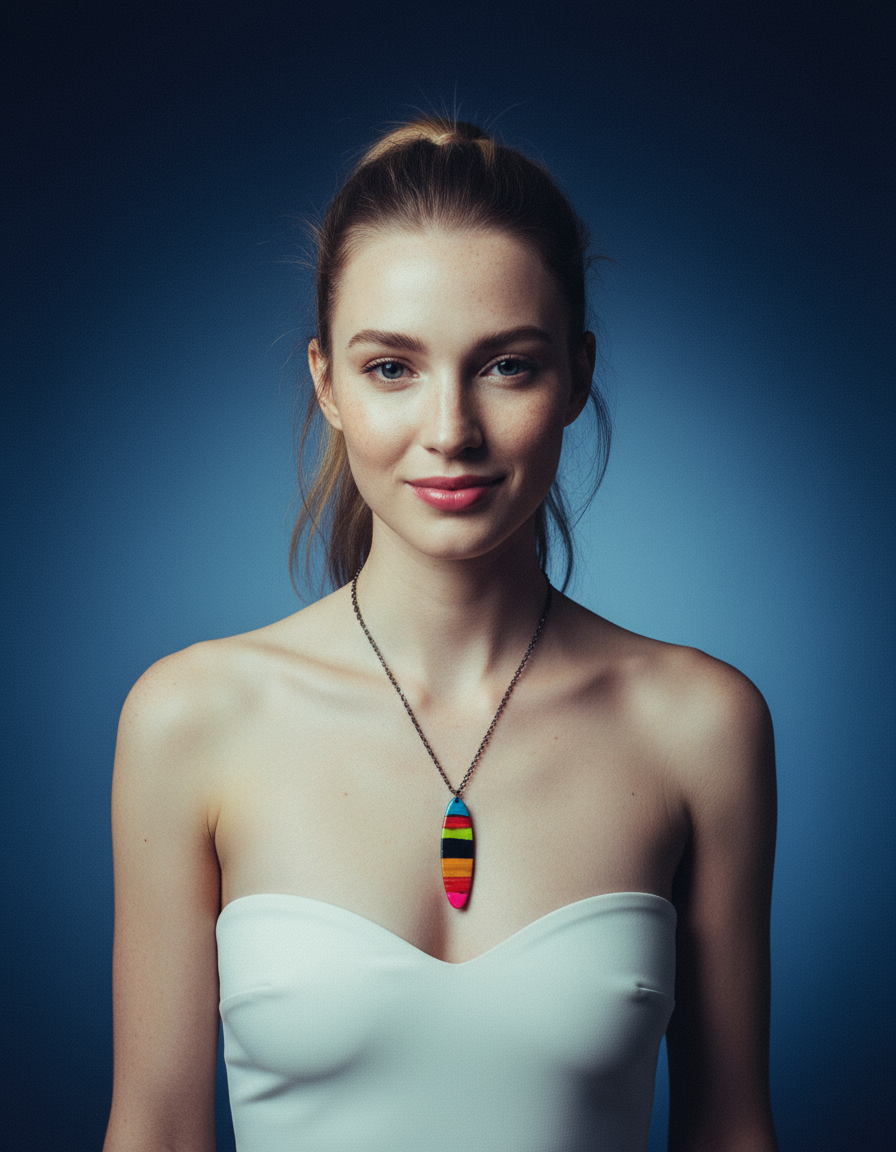 Multicolor Striped Pendant Necklace Handmade