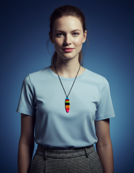 Multicolor Striped Pendant Necklace Handmade