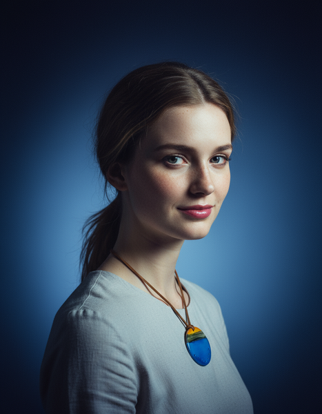 Blue Disc Pendant Necklace Handmade