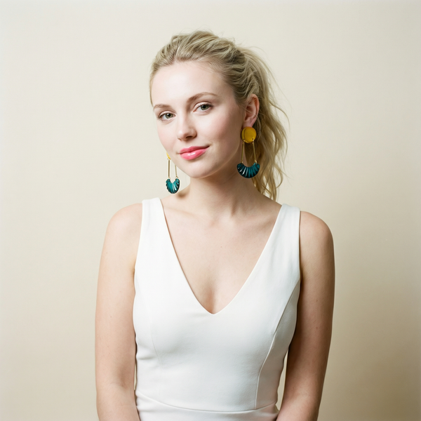 Colorful Long Dangle Earrings Handmade from Clay & Hand Painted