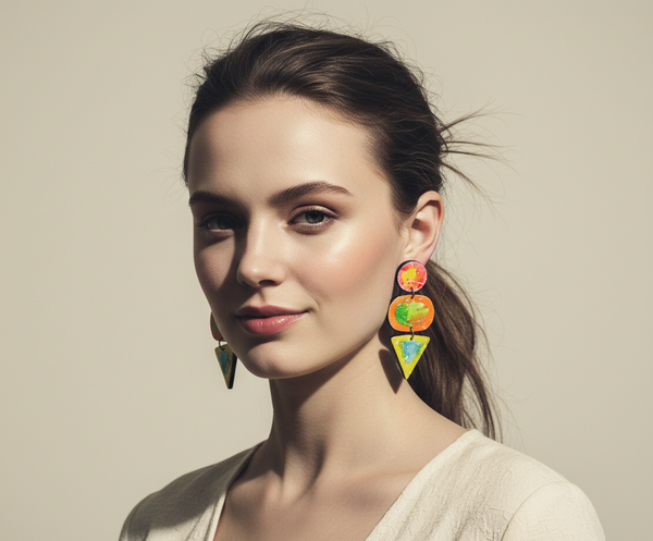 Colorful Abstract Lariat Necklace Handmade