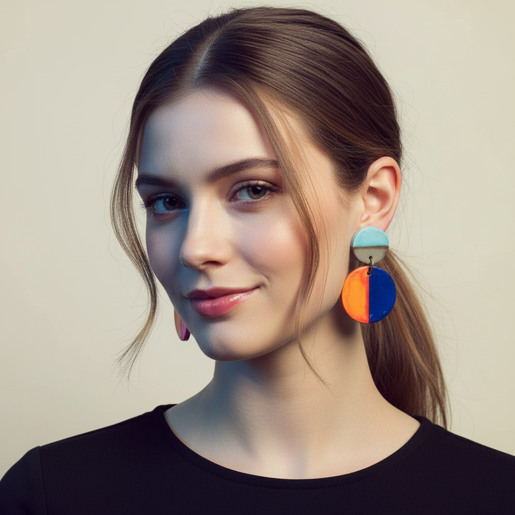 Colorful Mismatched Clip On Earrings Handmade