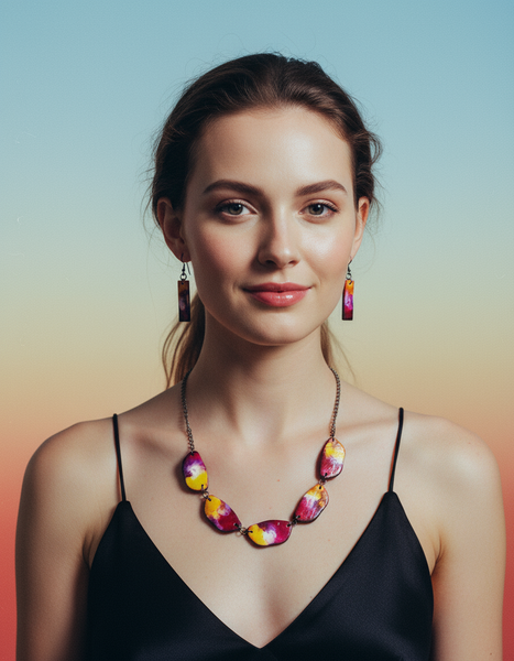 Hand Painted Bar Dangle Earrings Handmade