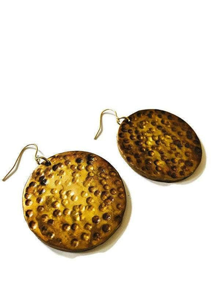 1.5" Handmade Clay Gold Disc Earrings - Sassy Sacha Jewelry