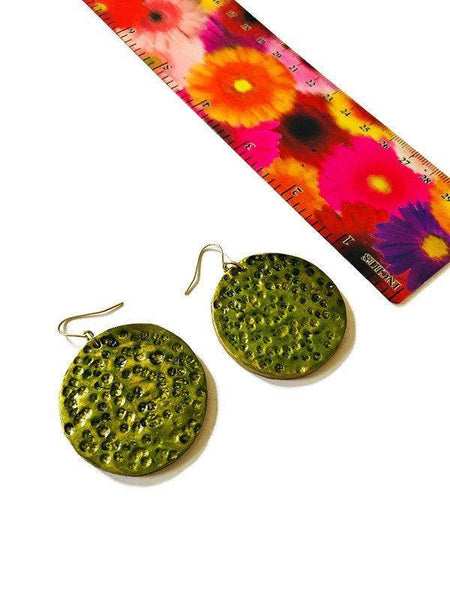 1.5" Handmade Clay Gold Disc Earrings - Sassy Sacha Jewelry