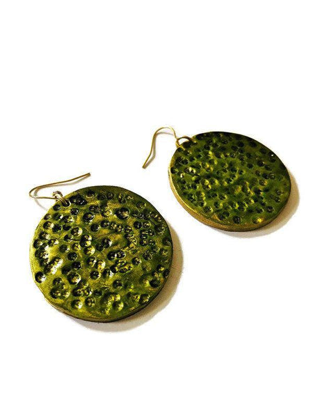 1.5" Handmade Clay Gold Disc Earrings - Sassy Sacha Jewelry