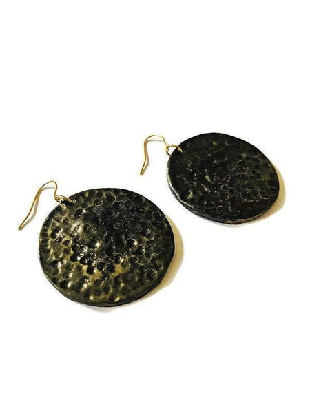 1.5" Handmade Clay Gold Disc Earrings - Sassy Sacha Jewelry