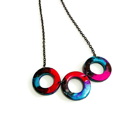 Colorful Abstract Open Circle Statement Necklace