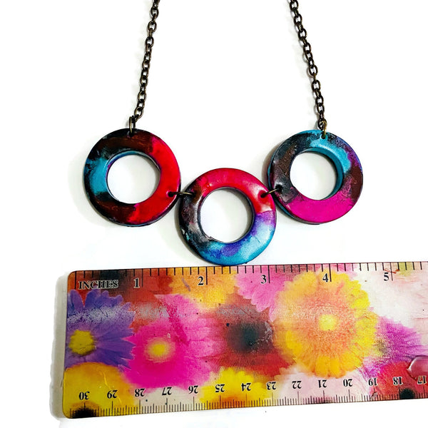 Colorful Abstract Open Circle Statement Necklace