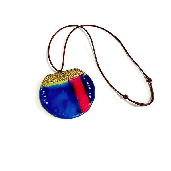 Abstract Blue Circle Pendant Necklace - Sassy Sacha Jewelry