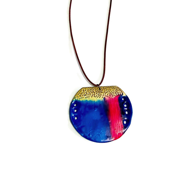 Abstract Blue Circle Pendant Necklace - Sassy Sacha Jewelry