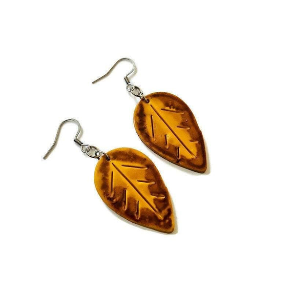 Autumn Leaf Earrings, Mismatched Mix and Match Dangles Mustard Maroon Green - Sassy Sacha Jewelry