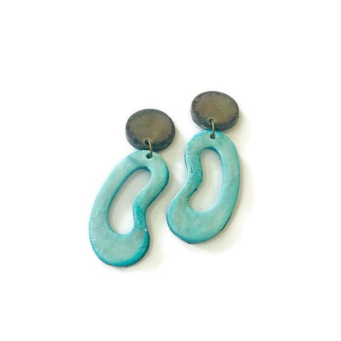 Baby Blue Statement Earrings with Quirky Shape - Sassy Sacha Jewelry