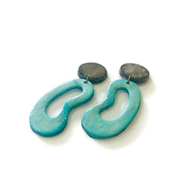 Baby Blue Statement Earrings with Quirky Shape - Sassy Sacha Jewelry