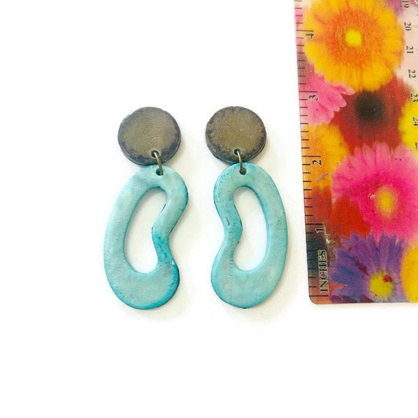 Baby Blue Statement Earrings with Quirky Shape - Sassy Sacha Jewelry