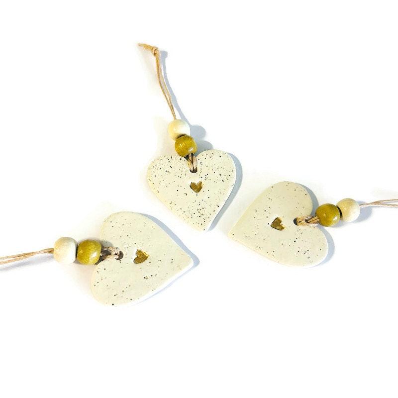 Beach Wedding Favours, Heart Ornament Handmade from Clay & Beach Sand, Bulk Cottagecore Decor - Sassy Sacha Jewelry