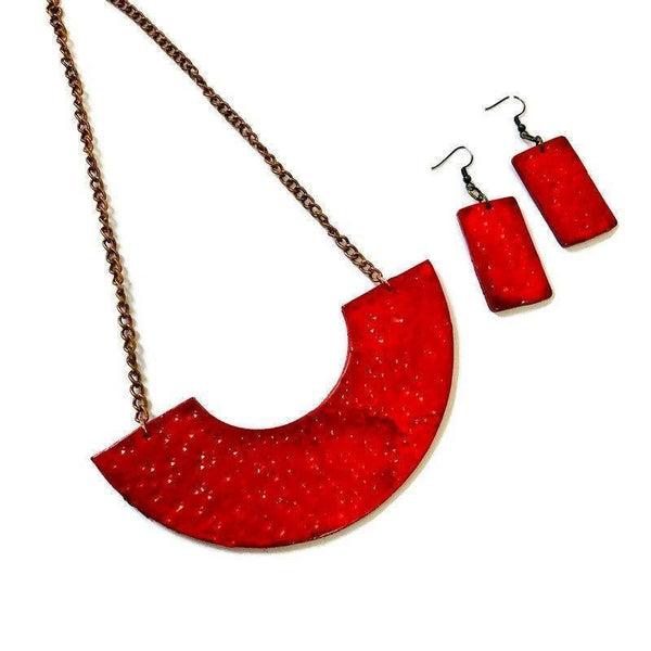 Big Chunky Red Necklace Handmade from Clay - Sassy Sacha Jewelry