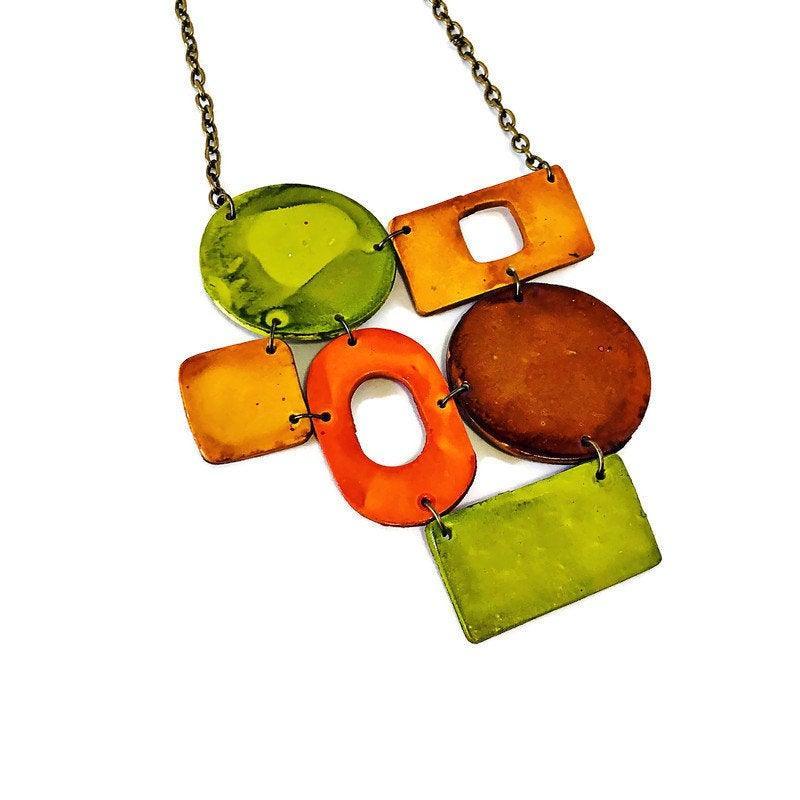 Big Chunky Statement Necklace In Earthy Aesthetic - Sassy Sacha Jewelry
