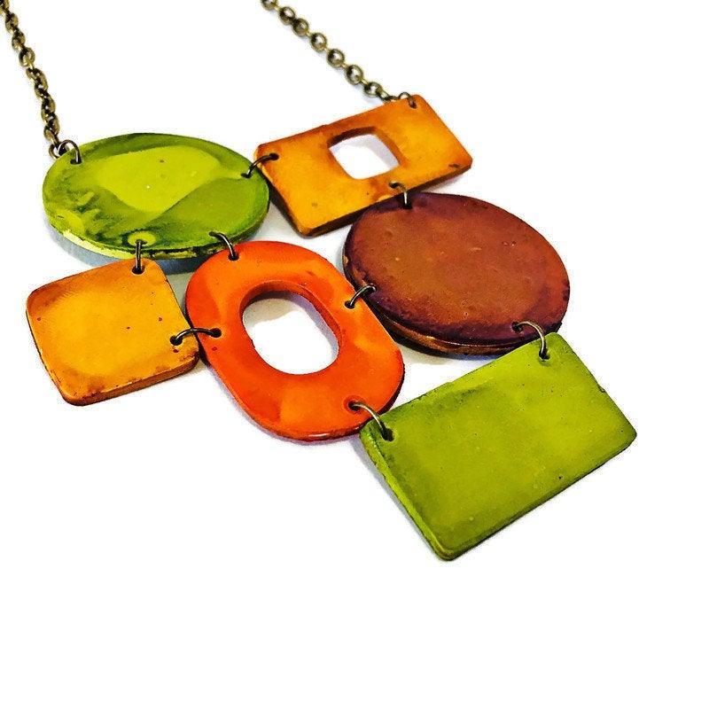 Big Chunky Statement Necklace In Earthy Aesthetic - Sassy Sacha Jewelry