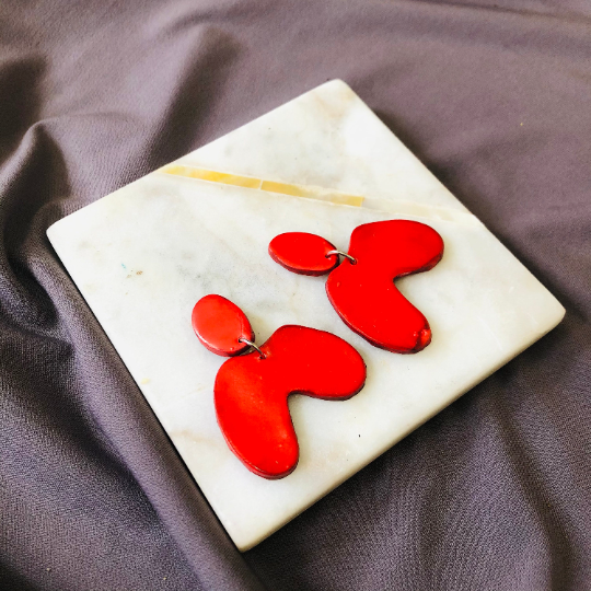 Black Clay Arch Earrings Handmade & Painted- "Kate" - Sassy Sacha Jewelry