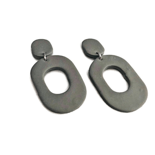 Black Statement Polymer Clay Earrings- "Pam" - Sassy Sacha Jewelry