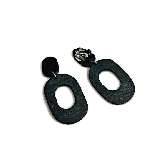 Black Statement Polymer Clay Earrings- "Pam" - Sassy Sacha Jewelry