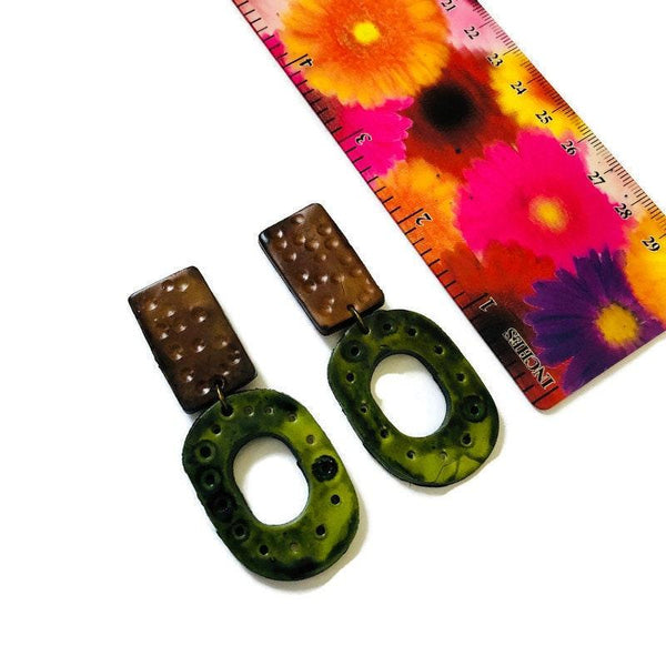 Bohemian Earth Tone Statement Earrings handmade - Sassy Sacha Jewelry