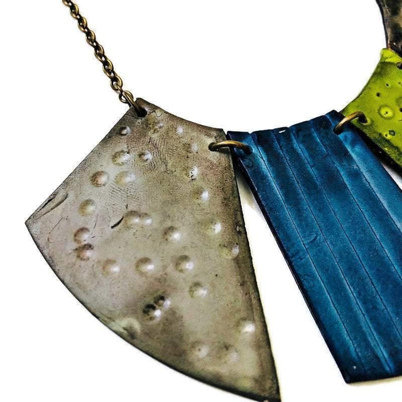 Boho Fringe Necklace, Big Bold Chunky Bib Necklace in Fall Colors - Sassy Sacha Jewelry