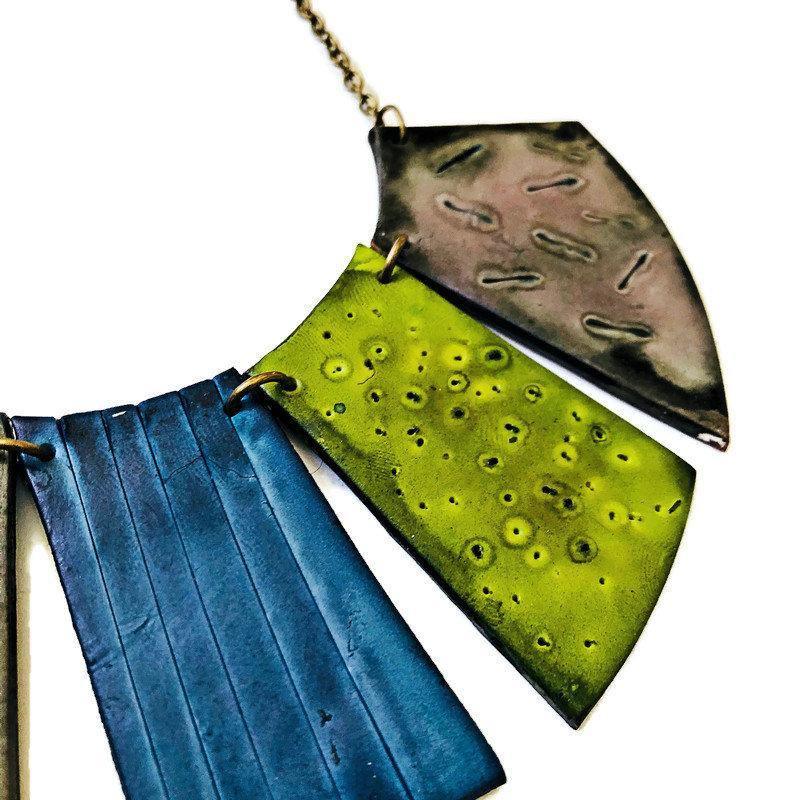 Boho Fringe Necklace, Big Bold Chunky Bib Necklace in Fall Colors - Sassy Sacha Jewelry