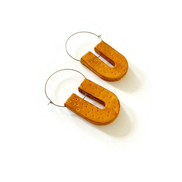 Bright Orange Arch Hoop Earrings - Sassy Sacha Jewelry