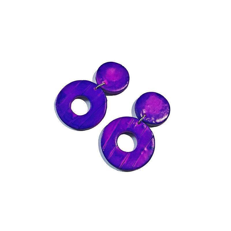 Bright Purple Clay Earrings- "Trish" - Sassy Sacha Jewelry