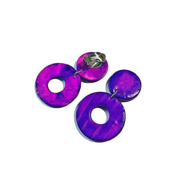 Bright Purple Clay Earrings- "Trish" - Sassy Sacha Jewelry