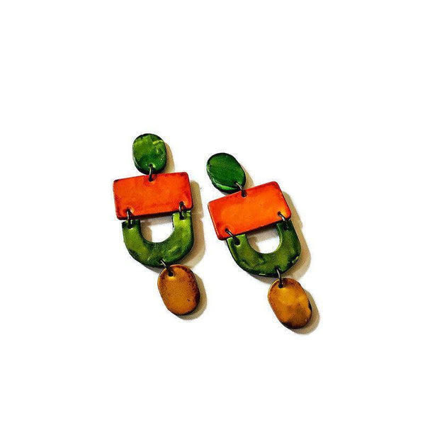 Chartreuse Green Statement Earrings- "Lee" - Sassy Sacha Jewelry