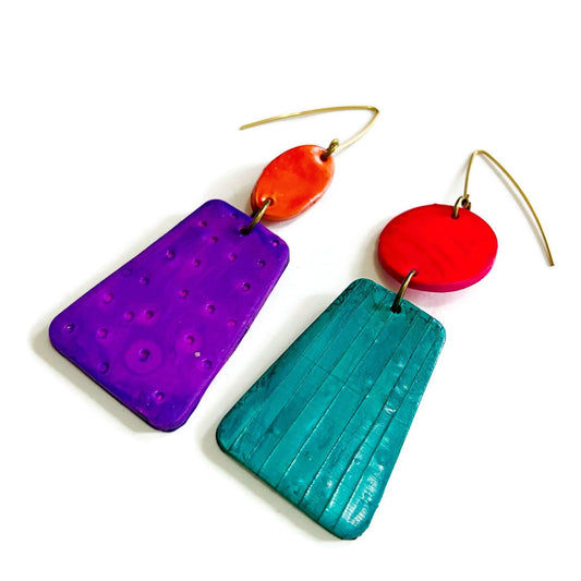 Colorful Asymmetric Mismatched Dangle Earrings - Sassy Sacha Jewelry