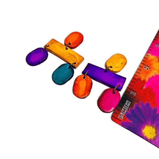 Colorful Geometric Bib Necklace & Statement Earrings - Sassy Sacha Jewelry